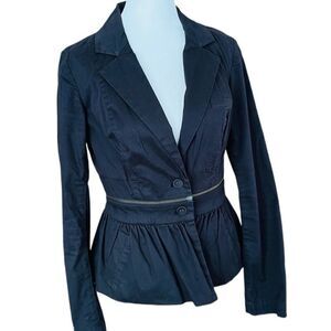 LONDON JEANS black Chino Stretch button front jacket with zip off bottom size 4